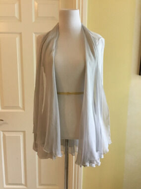 Made in Italy Light Gray Waterfall Open Front Cardigan Wrap